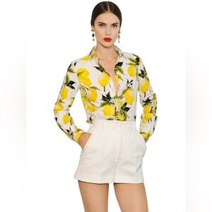 Dolce & Gabbana White Lemon Print Blouse Sz-46-IT/10-US - fits like a US 8